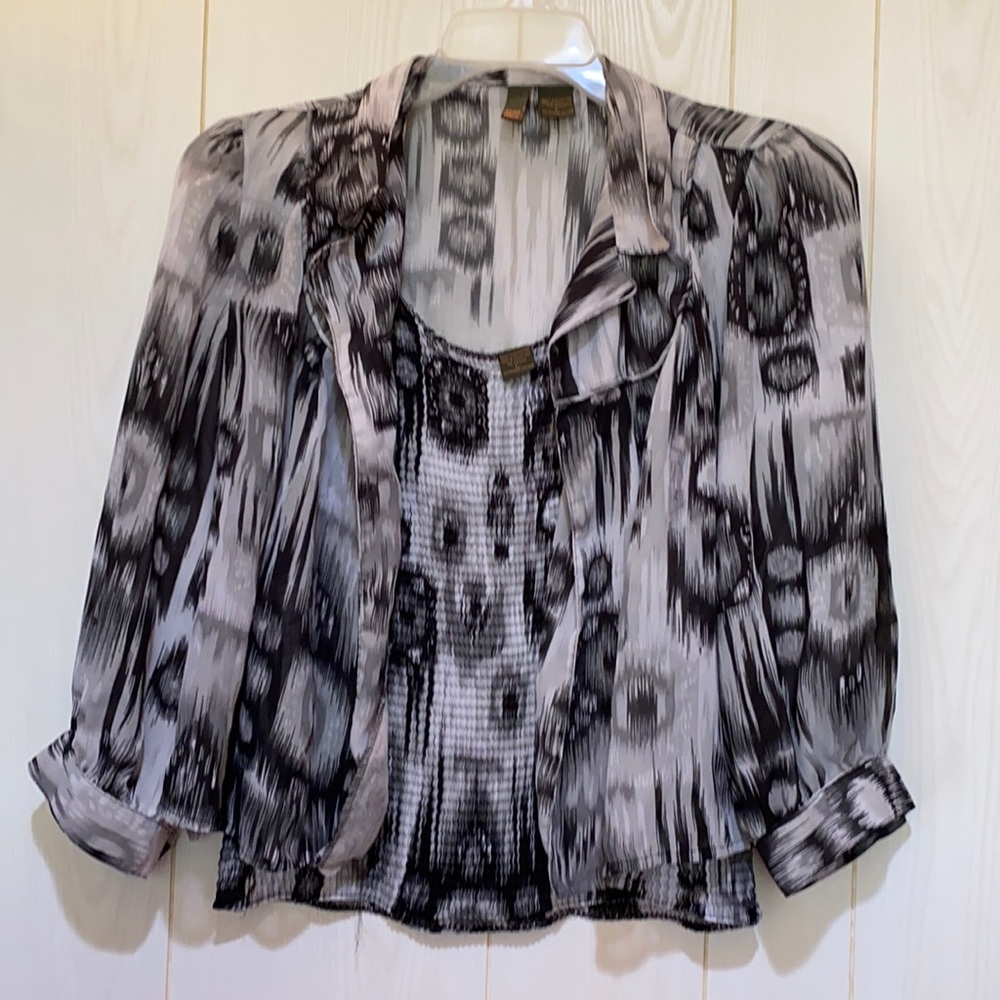 Serenade, women’s blouse, 2 pc, black and gray